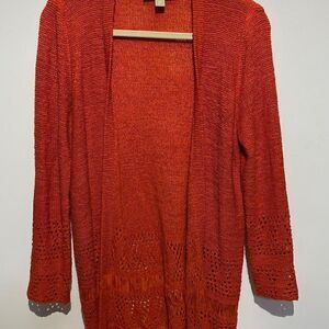 Michael Michael Kors Women's Fringe Hem Open Front Cardigan In Red Size XS